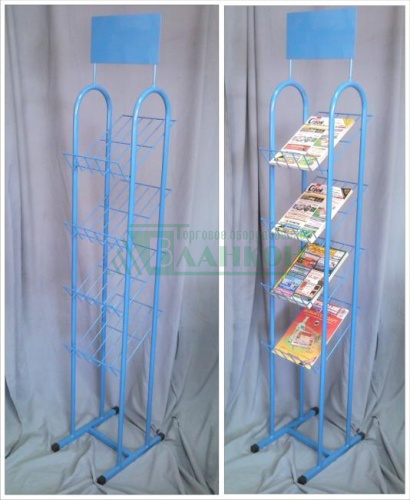 Журнальная стойка напольная с 4 сетчатыми полками для книг и журналов купить в магазине торгового оборудования в Петербурге