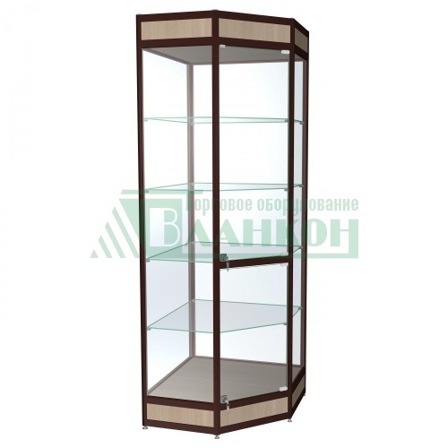 Витрина угловая из алюминиевого профиля Практик-12 с прозрачными стеклами купить в магазине торгового оборудования в Петербурге