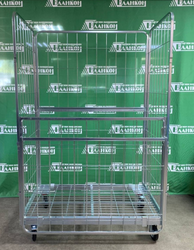 Контейнер проволочный передвижной оцинкованный металлический с бортами купить в магазине торгового оборудования в Петербурге