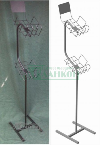 Стойка для каталогов и печатной продукции формата A5 с 2 лотками купить в магазине торгового оборудования в Петербурге