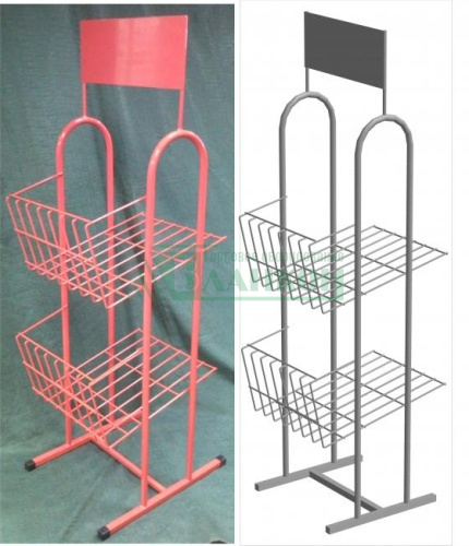 Газетная стойка 2-уровневая для печатной продукции A3 с сетчатыми лотками купить в магазине торгового оборудования в Петербурге