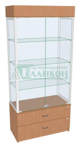 Витрина Оптима-5 с подсветкой и регулируемыми полками из стекла купить в магазине торгового оборудования в Петербурге