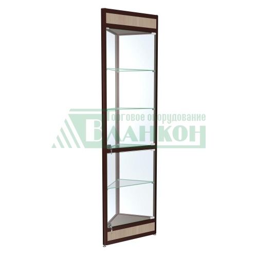 Витрина угловая из алюминиевого профиля Практик-10 с прозрачным стеклом купить в магазине торгового оборудования в Петербурге