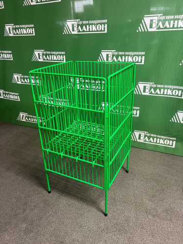 Корзина сетчатая для распродаж с регулируемым дном 400х400х800 напольная металлическая купить в магазине торгового оборудования в Петербурге