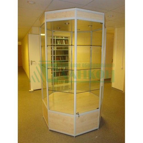 Витрина островная восьмигранная из алюминиевого профиля Практик-14 купить в магазине торгового оборудования в Петербурге