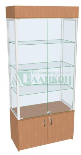 Витрина Оптима-2 с подсветкой и стеклянными полками купить в магазине торгового оборудования в Петербурге