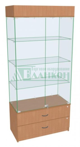 Витрина Эстет-05 с подсветкой и стеклянными полками, белая купить в магазине торгового оборудования в Петербурге