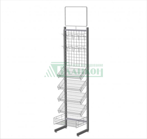Стойка прикассовая торговая напольная модель 4 с полками купить в магазине торгового оборудования в Петербурге