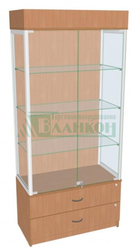 Витрина Оптима-4 с подсветкой и стеклянными полками, из металла купить в магазине торгового оборудования в Петербурге