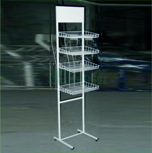 Стойка торговая напольная с навесными сетчатыми полками для магазина купить в магазине торгового оборудования в Петербурге