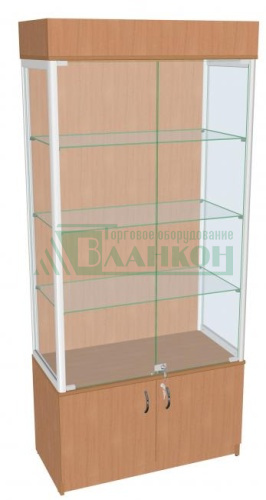 Витрина Оптима-1 из МДФ с подсветкой и стеклянными полками купить в магазине торгового оборудования в Петербурге