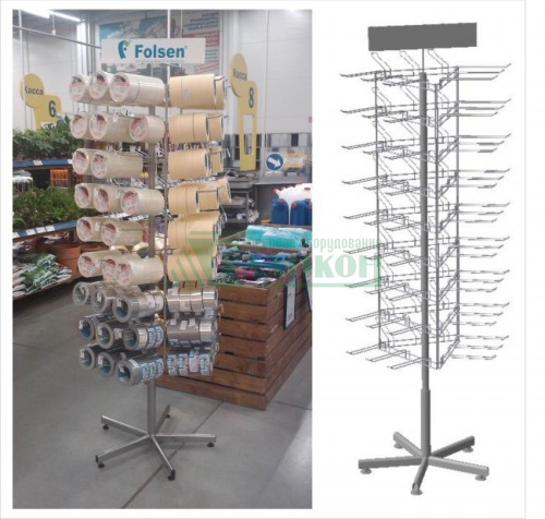 Стойка торговая напольная для клейкой ленты скотча купить в магазине торгового оборудования в Петербурге