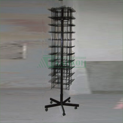 Стойка вращающаяся торговая напольная с крючками 11 уровней купить в магазине торгового оборудования в Петербурге