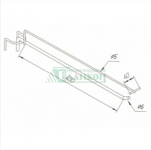 Крючок с ценникодержателем D6 L400 купить в магазине торгового оборудования в Петербурге
