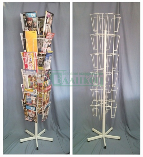 Вращающаяся напольная буклетница на 24 кармана A4 для печатной продукции купить в магазине торгового оборудования в Петербурге