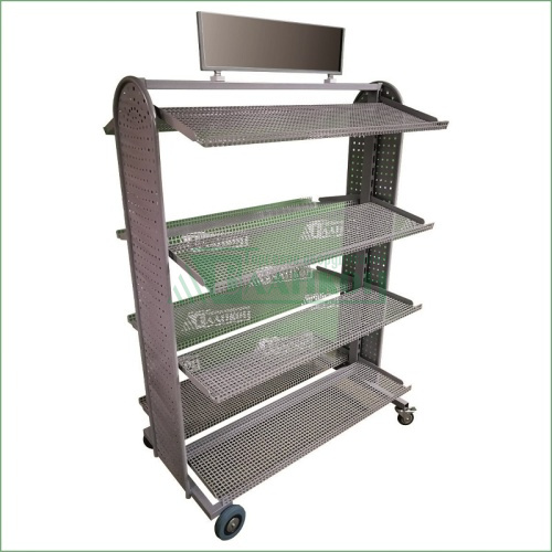 Стойка торговая с перфорированными полками для обуви напольная купить в магазине торгового оборудования в Петербурге